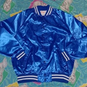 New 80s Satins Vintage Blue Satin Jacket